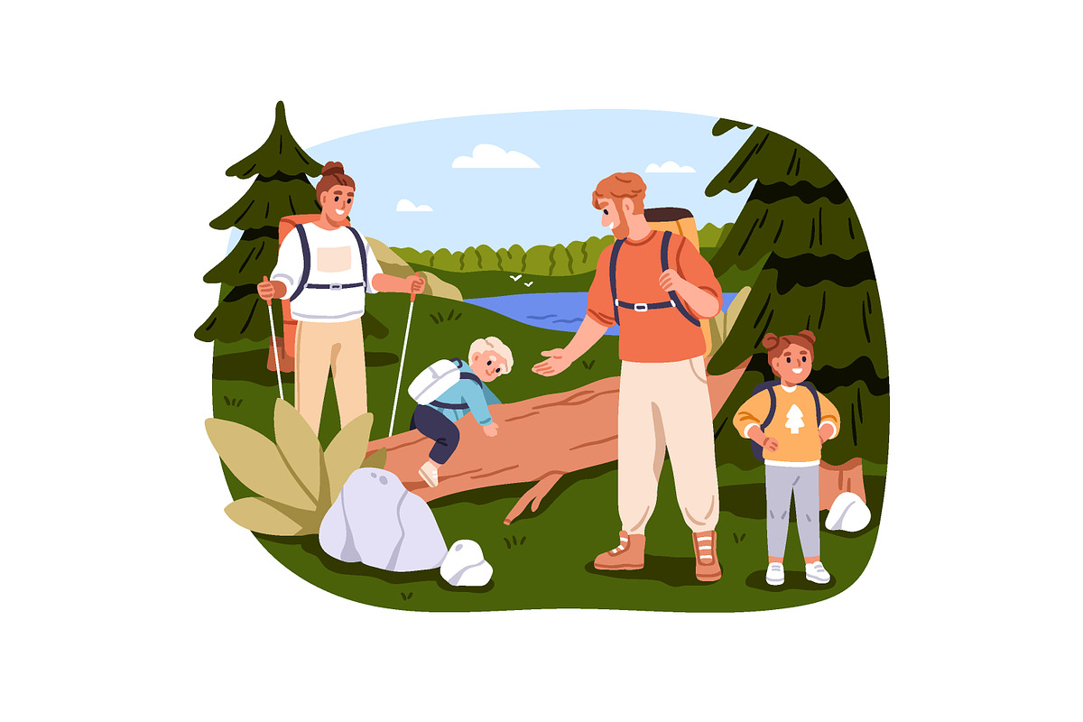Families with kids in forest nature, a Person Illustration by Good Studio (Photo 7 of 7)