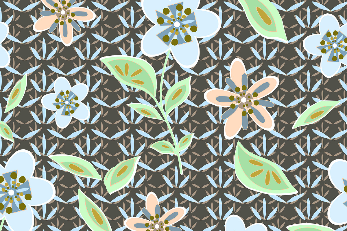Boho Daisy Floral Seamless Repeat, a Pattern Graphic by Sharon Schwalbe