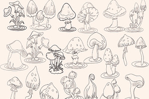 Mushrooms Digital Stamps