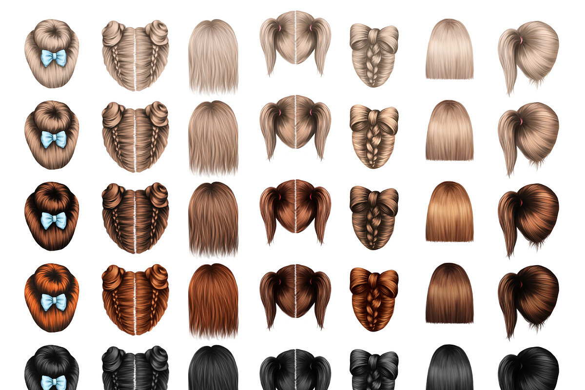 Hair clipart, Hair for little girls, an Illustration by Elenbushe (Photo 3 of 9)
