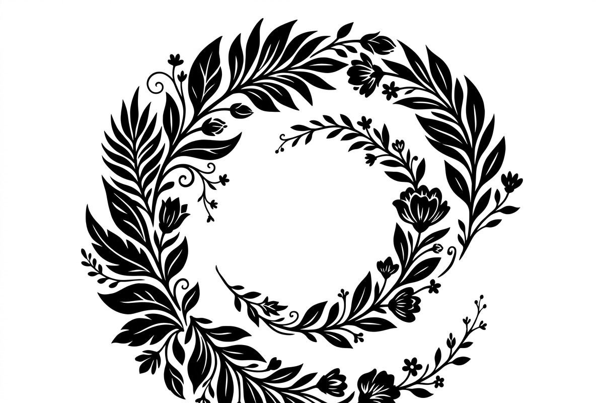 50 Elegant Floral Leaf Spiral Frame, a Decorative Illustration by Amazin_art (Photo 30 of 41)