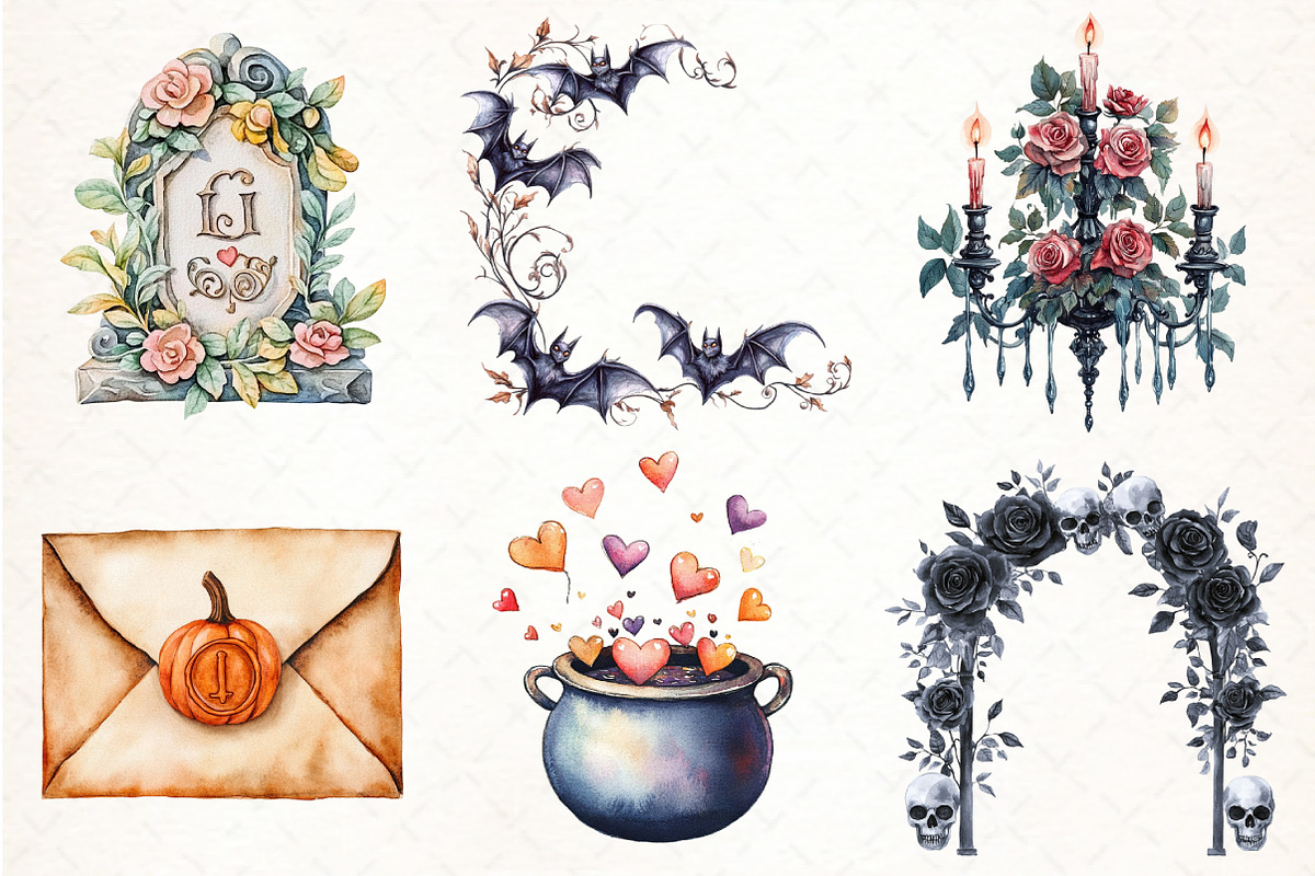 Halloween Wedding Invitation Clipart, an Illustration by Pixels.Craft (Photo 3 of 7)