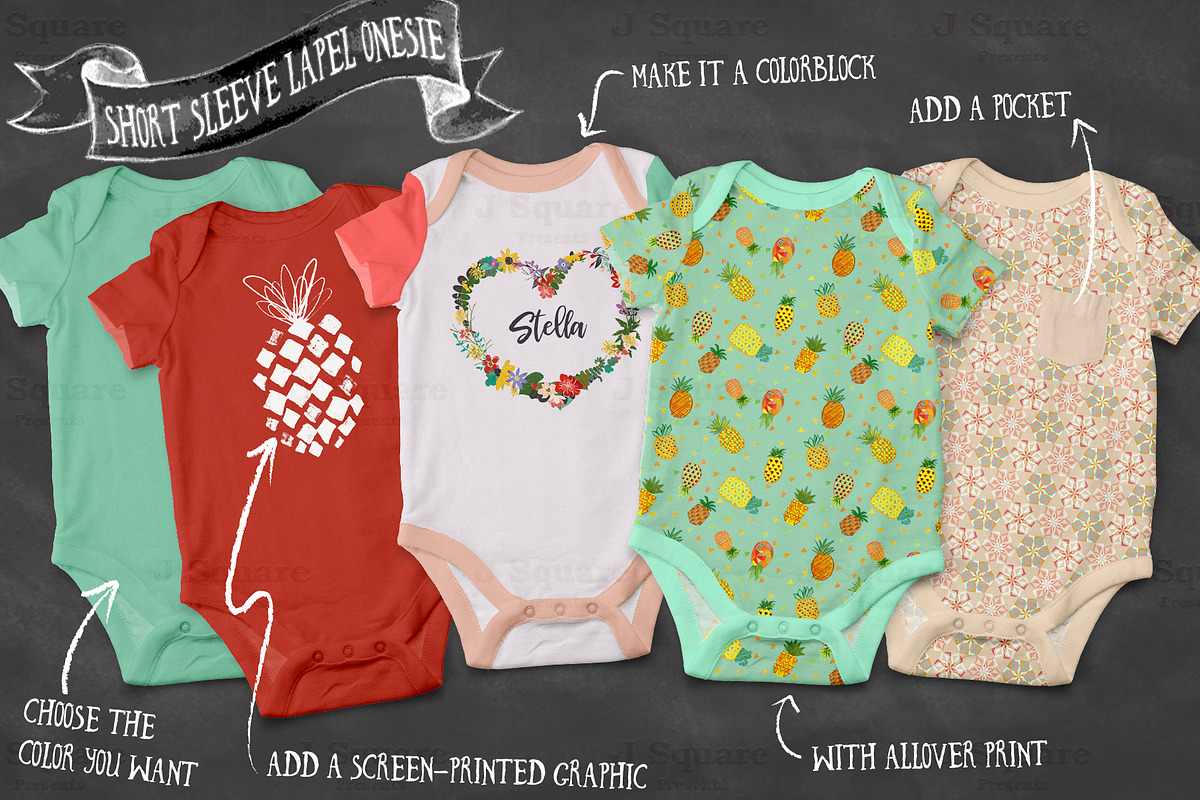 Baby Onesie Mock Ups UPDATE, an Apparel Mockup by JSquarePresents (Photo 8 of 13)