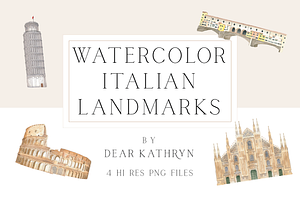 Watercolor Italian Landmarks, an Illustration by Dear Kathryn