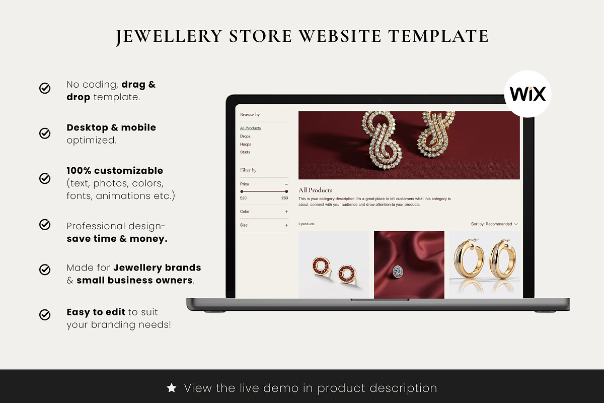 Wix Luxury Jewelry Store Website, a Wix Template by Sky Dore Design (Photo 4 of 11)