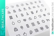 Healthcare Line Icons Set, an Outline Icon by Voysla's Shop (Thumbnail 1 of 4)