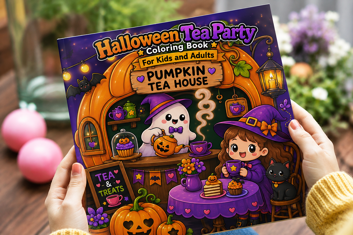 Halloween Tea Party Coloring Book, a Seasonal Illustration by Design Zone (Photo 8 of 9)