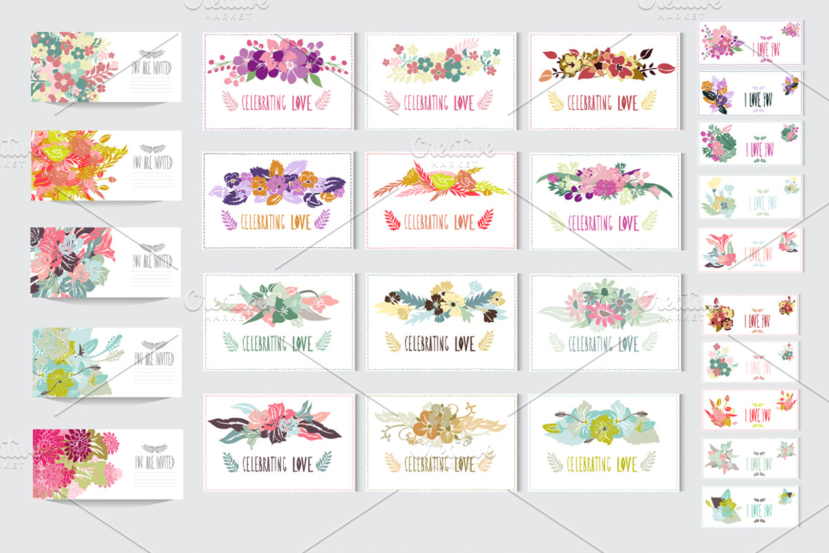 123 Floral Cards Set, a Card Template by Sunset&Sea Design (Photo 2 of 4)