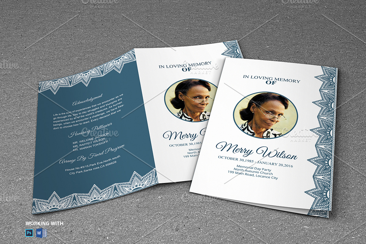 Funeral Program Template Printable, a Brochure Template by Madhabi Studio (Photo 2 of 5)