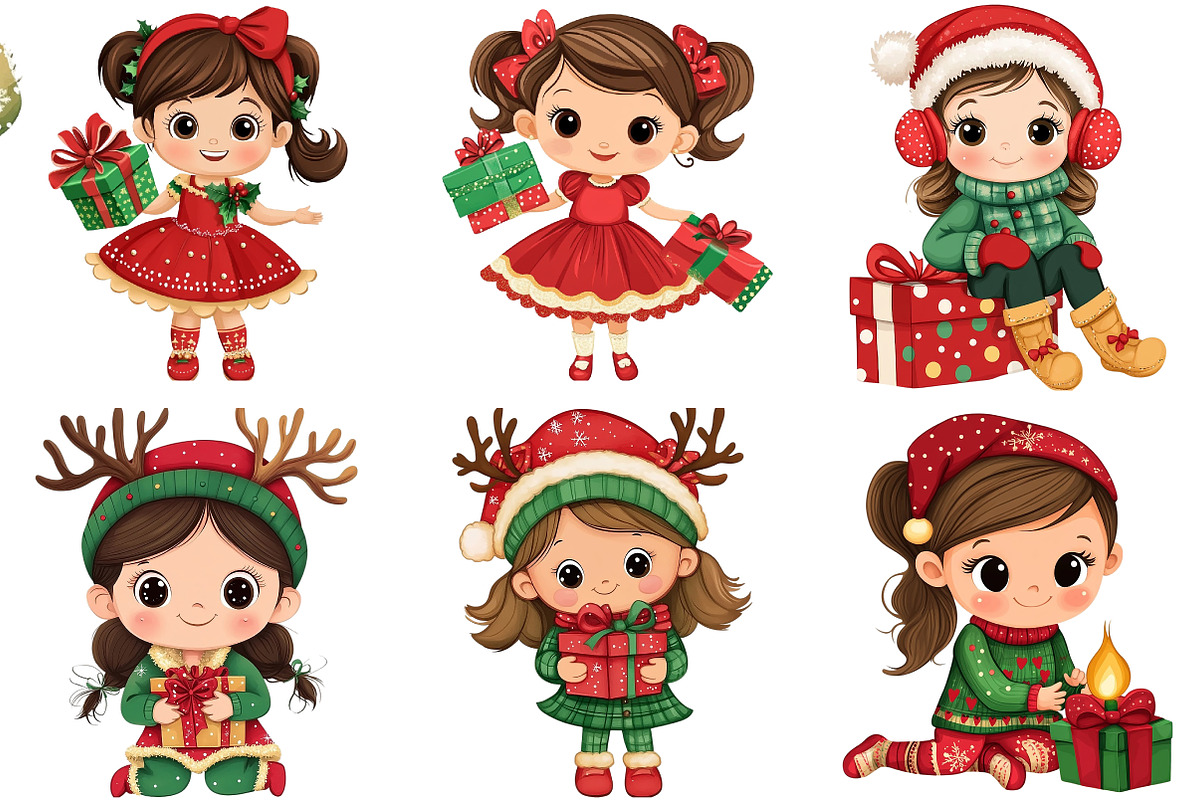 Christmas Girl Gift Box Clipart, an Illustration by DreamArtGraphic (Photo 3 of 5)