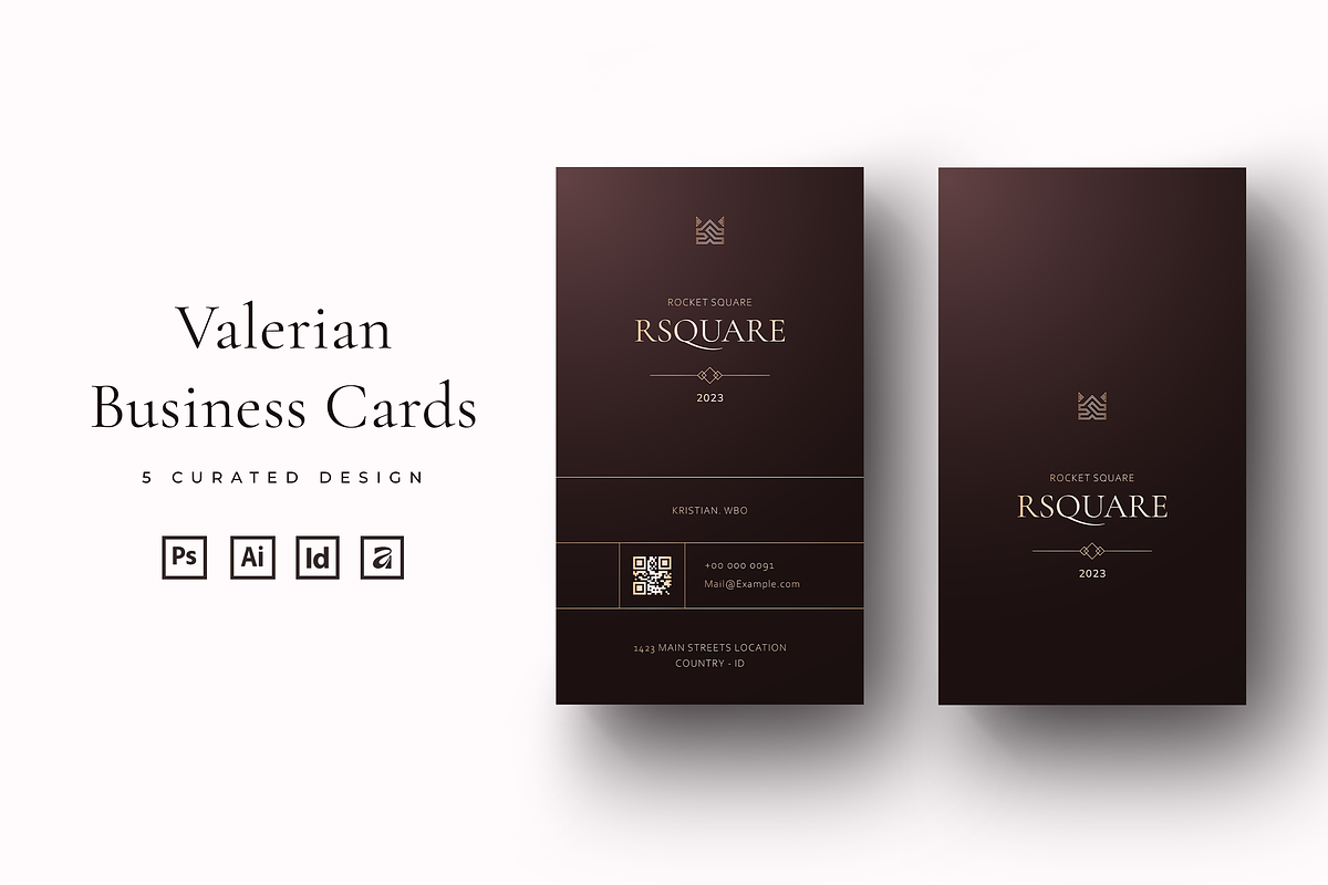 Valerian - Modern Business Cards, a Business Card Template by Ctrl space studio (Photo 1 of 6)