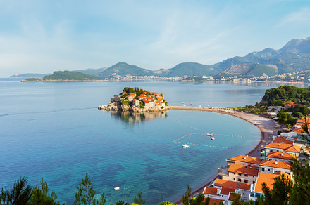 The morning view of Sveti Stefan sea islet (Montenegro), a Nature Photo by YuriyB