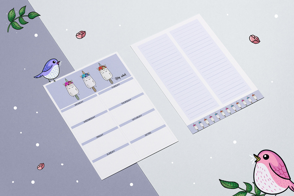 Cute illustrated planner set, a Stationery Template by Pixel Charm Studio (Photo 5 of 6)