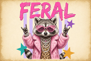 Feral Funny Raccoon PNG, a Work Illustration by Sublimation Artist