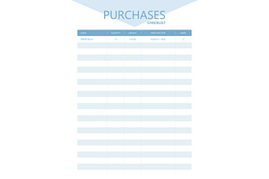 Purchases Checklist Planner Design