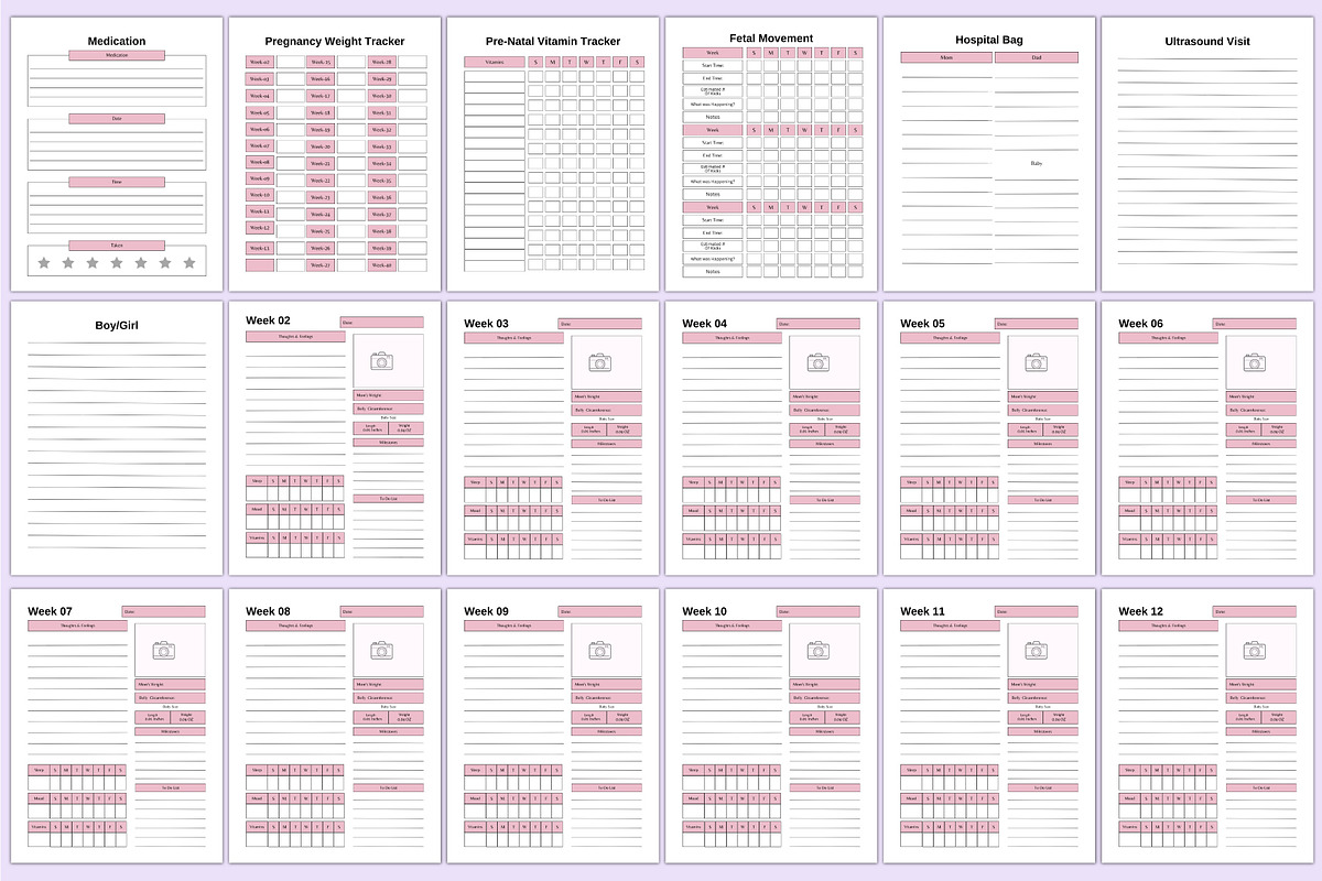 2026 Pregnancy Journal For Canva KDP, a Stationery Template by Shumaya (Photo 4 of 9)