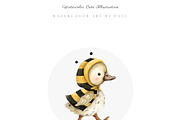Watercolor Bee Clipart Bundle, an Object Illustration by Pati Paints (Thumbnail 5 of 12)