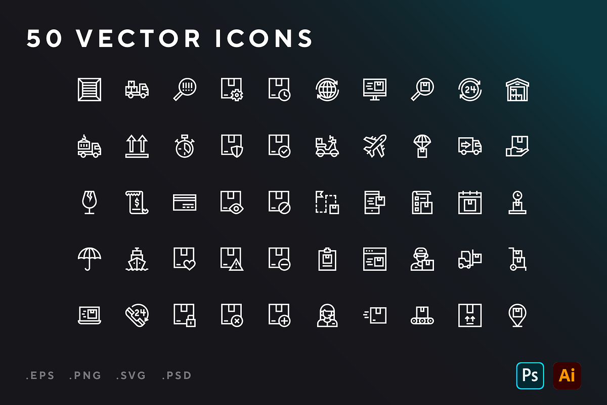 50 Package delivery icons, an Icon by Wencory (Photo 1 of 2)
