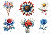 Watercolor Patriotic Floral Clipart, an Illustration by Dream Creation (Thumbnail 4 of 5)