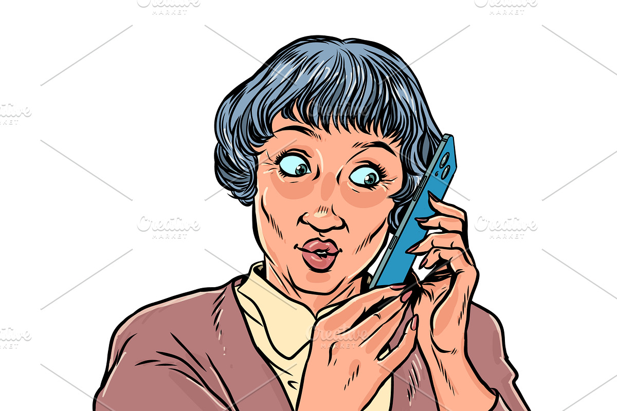 A woman listens to the phone in, a Person Illustration by rogistok