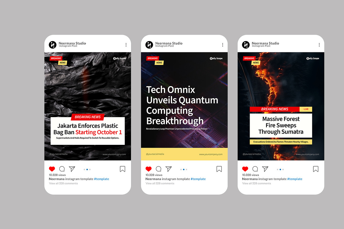 Red Yellow News Media Instagram Post, a Social Media Template by Neermana (Photo 2 of 4)