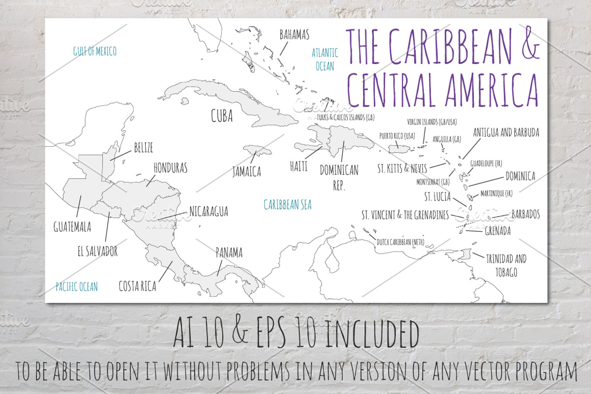 3x Caribbean Illustrated Vector Maps, an Education Illustration by asantosg (Photo 4 of 5)