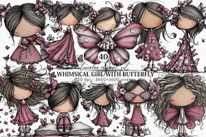 Whimsical Girl With Butterfly, an Illustration by Canvas Craft