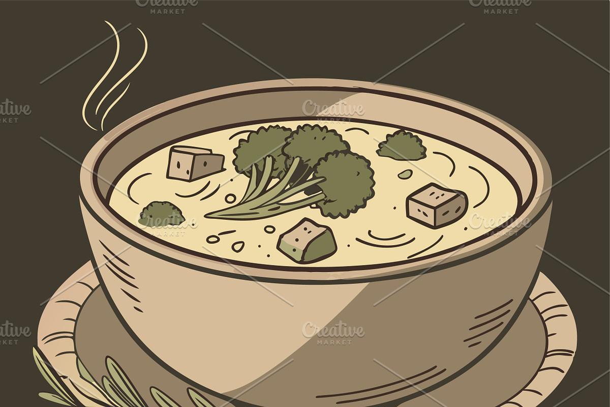 Creamy broccoli soup in a bowl, a Food Illustration by SouravDesign (Photo 1 of 3)