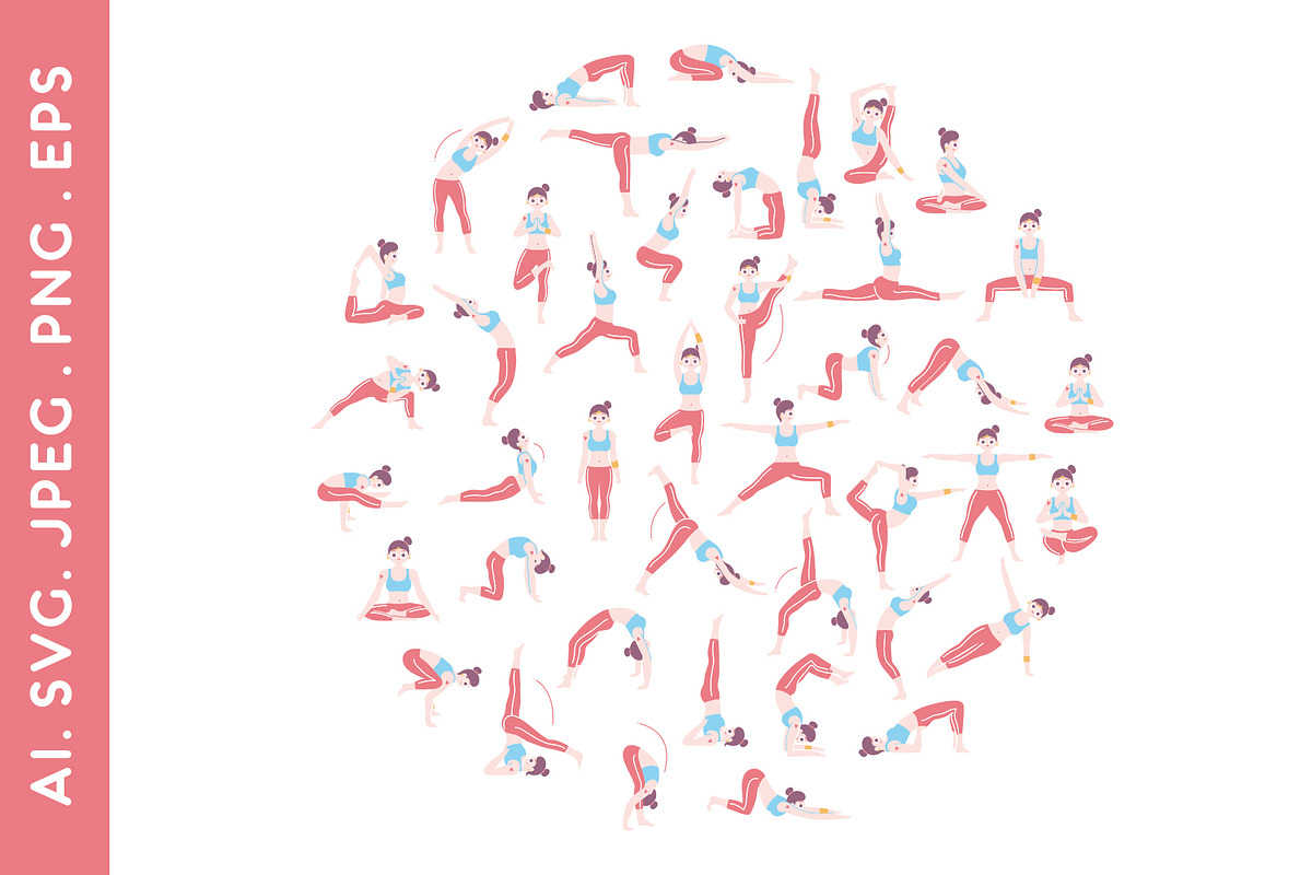 42 Funny Yoga Poses, a Healthcare Illustration by muratkalkavan (Photo 3 of 4)