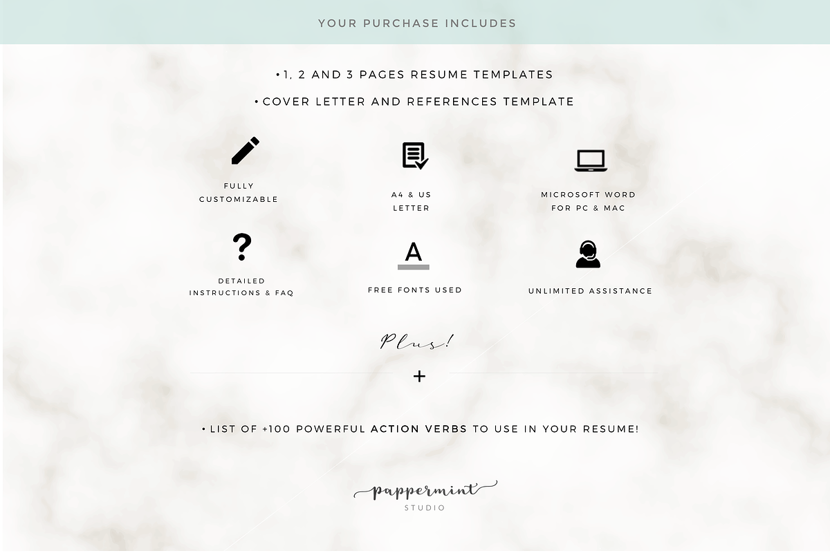 Resume Template for Word / CV, a Resume Template by PAPPERMINT RESUME STUDIO (Photo 6 of 8)