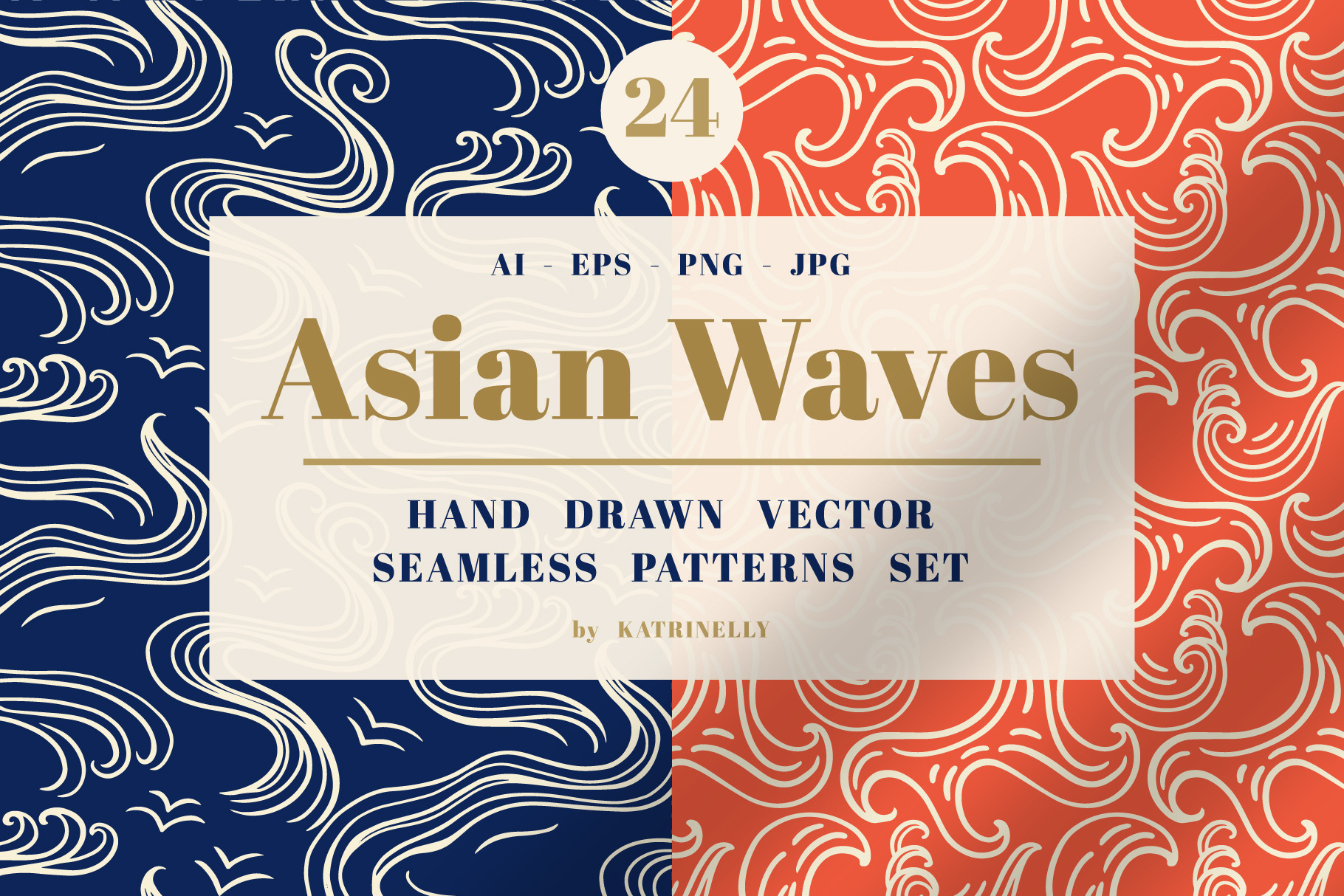 Japanese Waves Seamless Patterns, a Pattern Graphic by Katrinelly