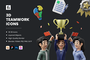 3D Unity Icon Set, a Characters & Person 3D Model by Flat Icons