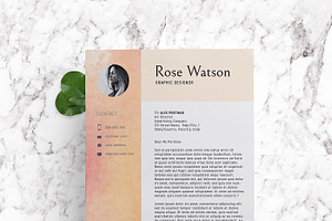 Sweet Watercolor Resume Template/G