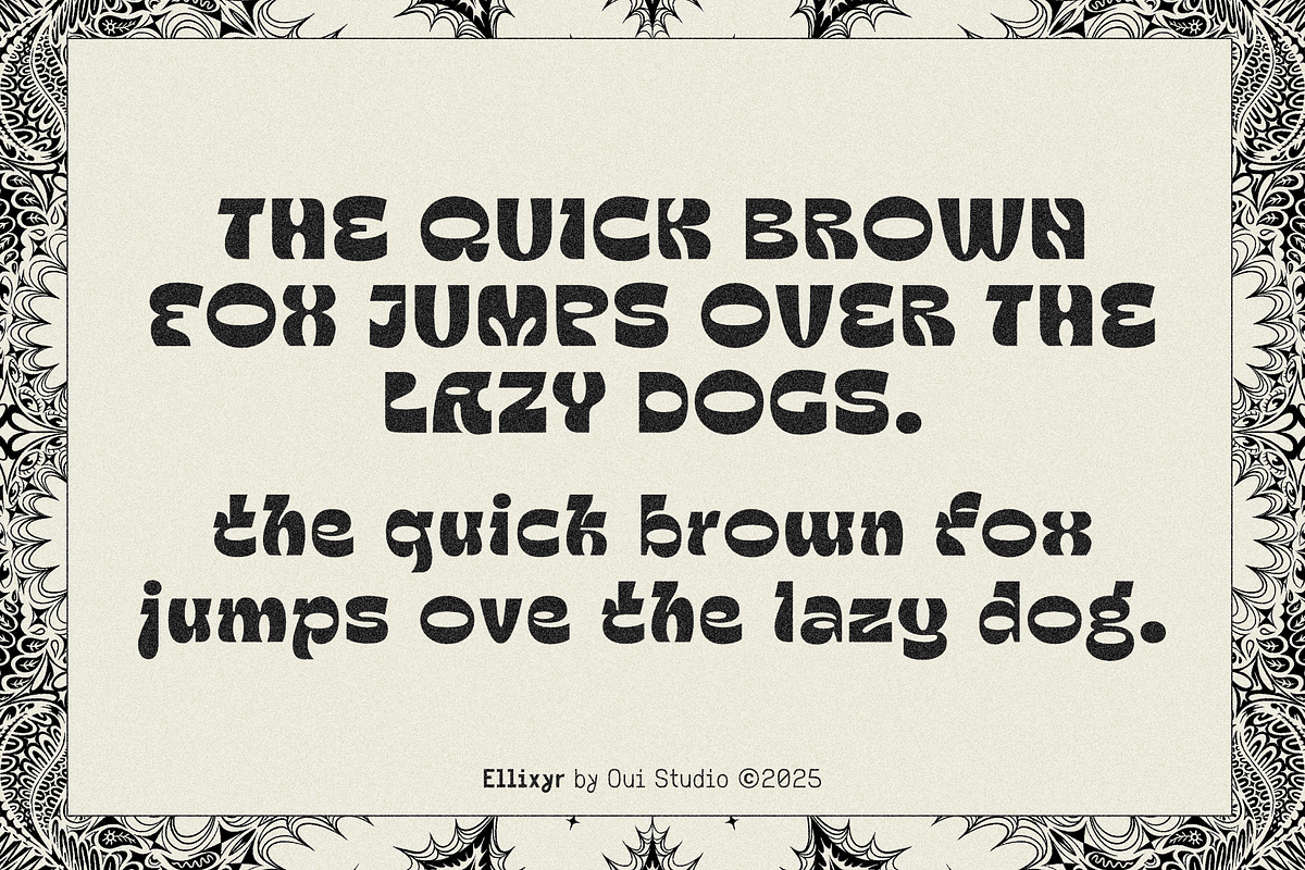 Oui Ellixyr Psychedelic Display Font, a Sans Serif Font by Oui Studio (Photo 3 of 10)