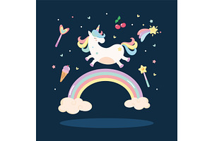 Cute Unicorn And Rainbow