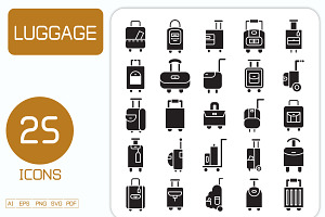Suitcase and Travel Bag Icons, a Solid Icon by Designfour