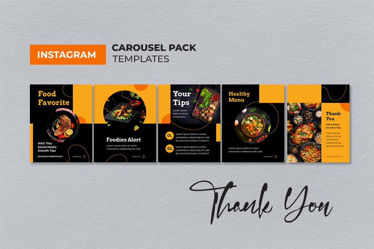 Black Yellow Food Instagram Carousel, a Social Media Template by UICreative (Photo 4 of 4)