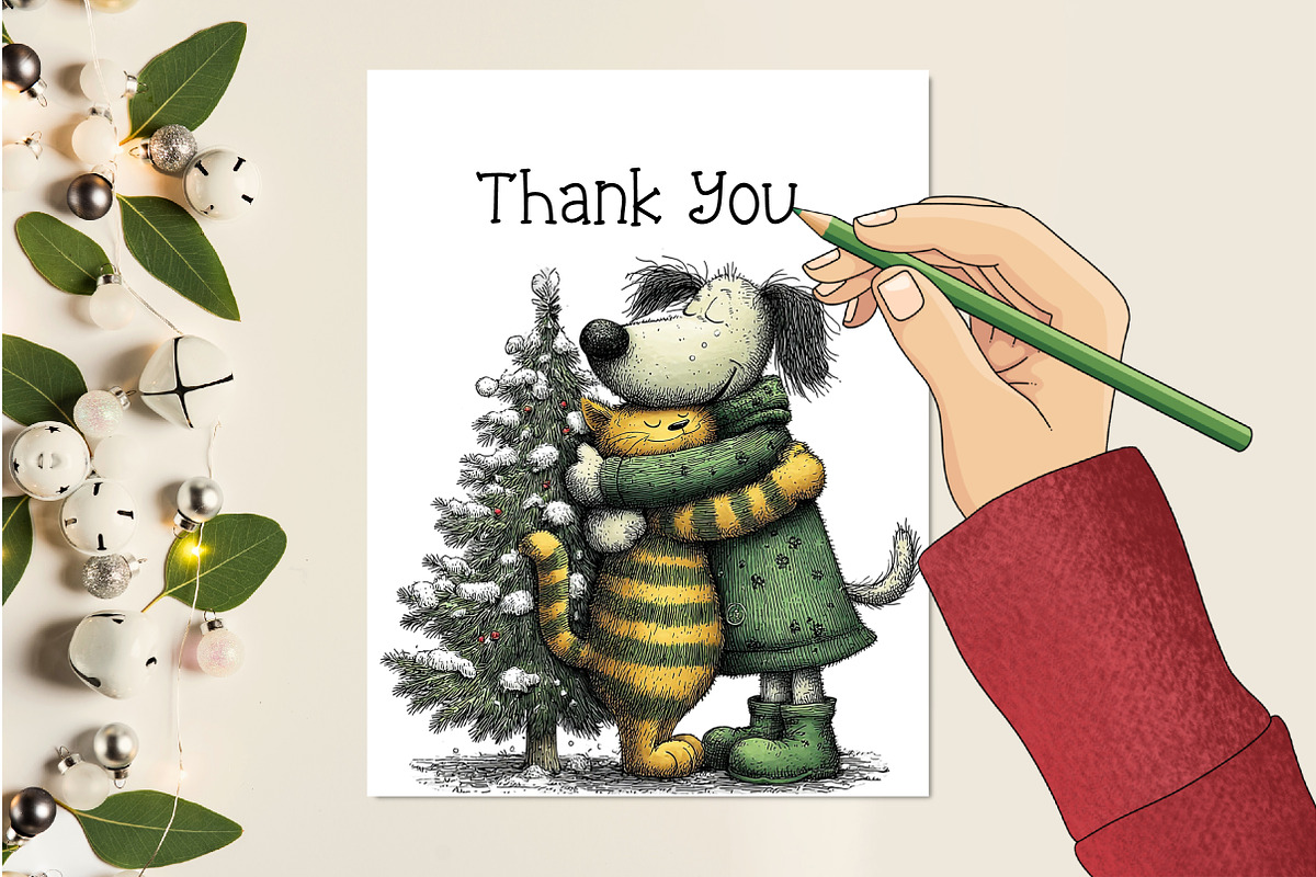 Whimsical Christmas Dog & Cat Bundle, an Illustration by Creative Art (Photo 7 of 11)