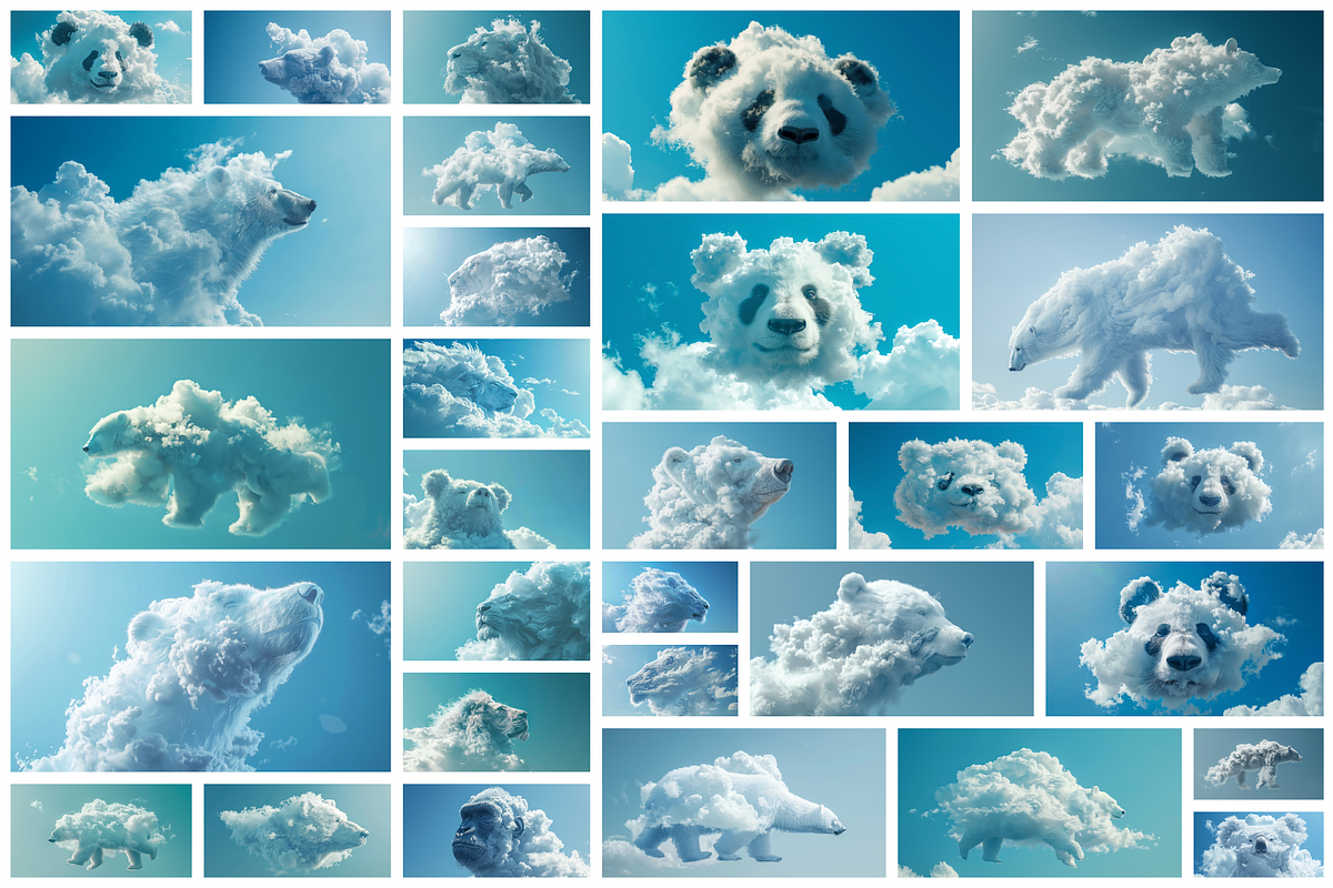 90 Clouds animals against a blue sky, an Animal Illustration by Handmadefont (Photo 2 of 64)