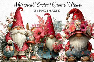 Whimsical Easter Gnome Clipart, an Illustration by Craft Nest