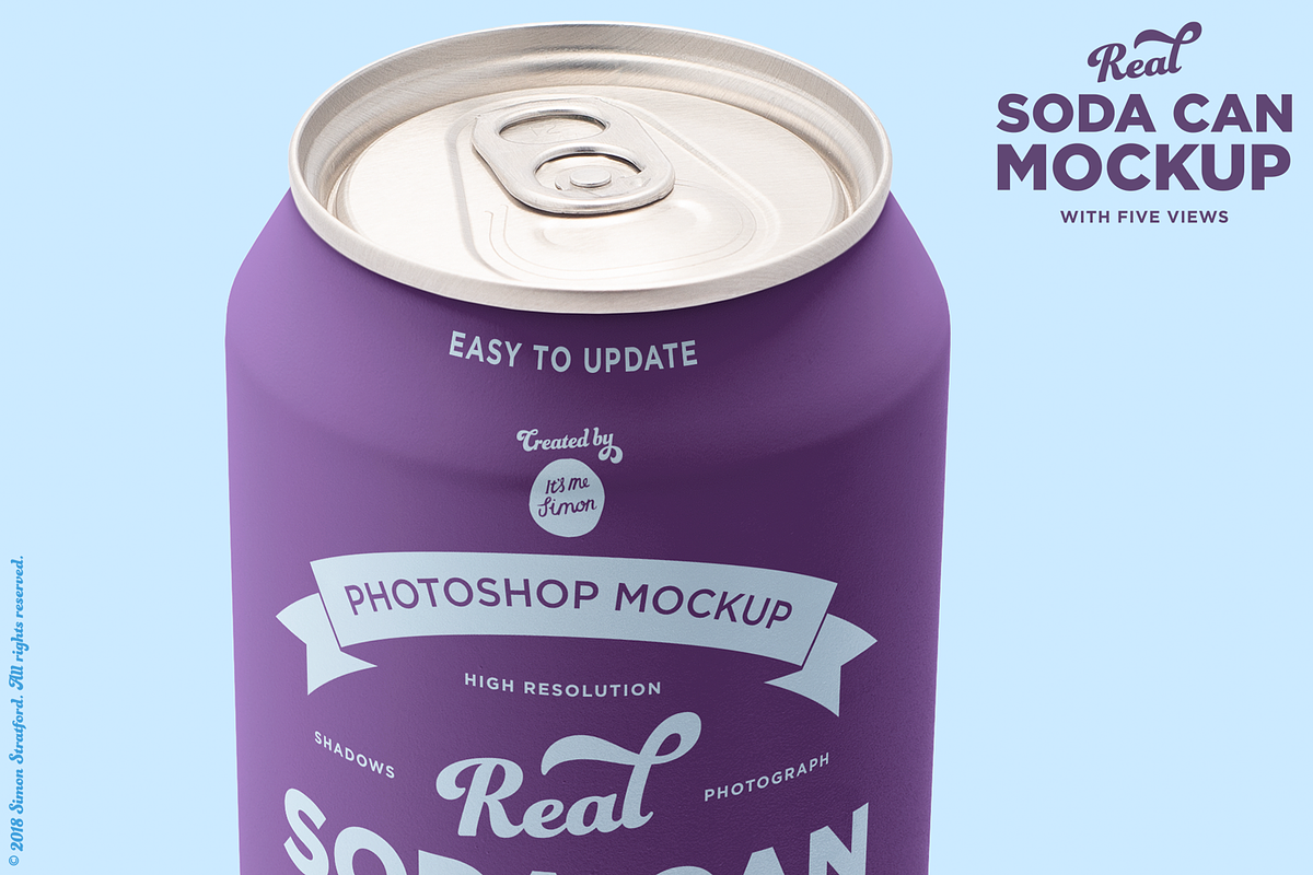 Soda can mockup with 5 awesome views, a Product Mockup by Itsmesimon (Photo 7 of 11)