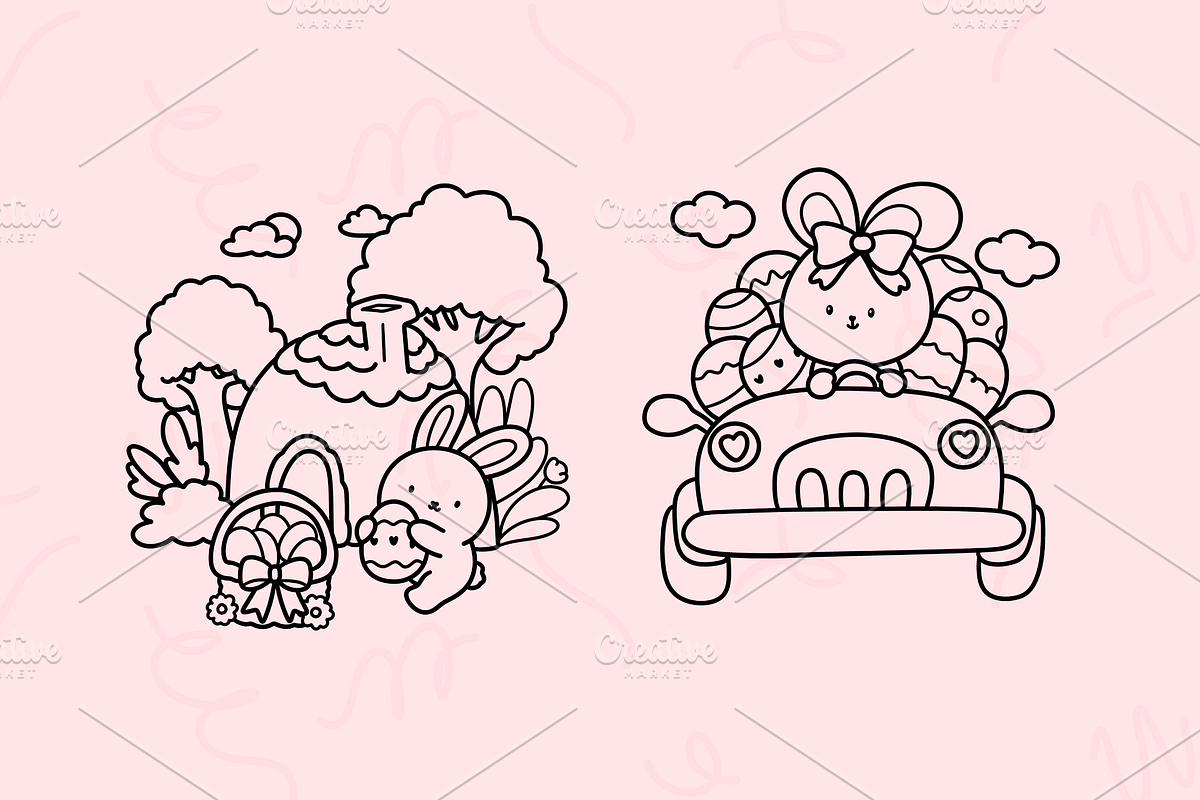 Bold & Easy Easter Rabbit Coloring, a Seasonal Illustration by Neon Studio (Photo 3 of 4)