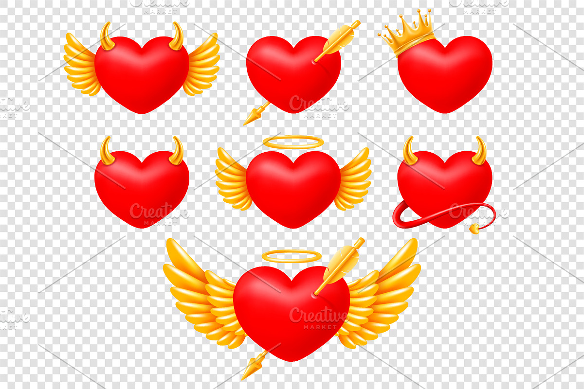 Set Of Vector Red Hearts, an Illustration by Vector beauty (Photo 2 of 3)