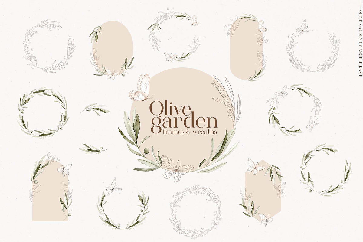 Olive garden watercolors clipart, an Object Graphic by Angele Kamp (Photo 4 of 9)