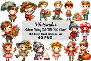 Autumn Quirky Cute Little Kids, an Illustration by Daily.Designs