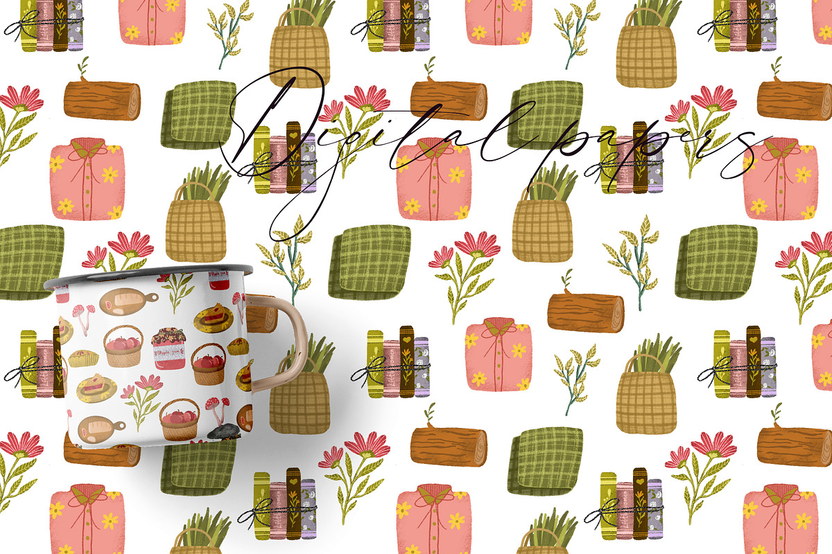 Summer hygge clipart &digital papers, a Seasonal Illustration by Yelloo Fish (Photo 2 of 10)