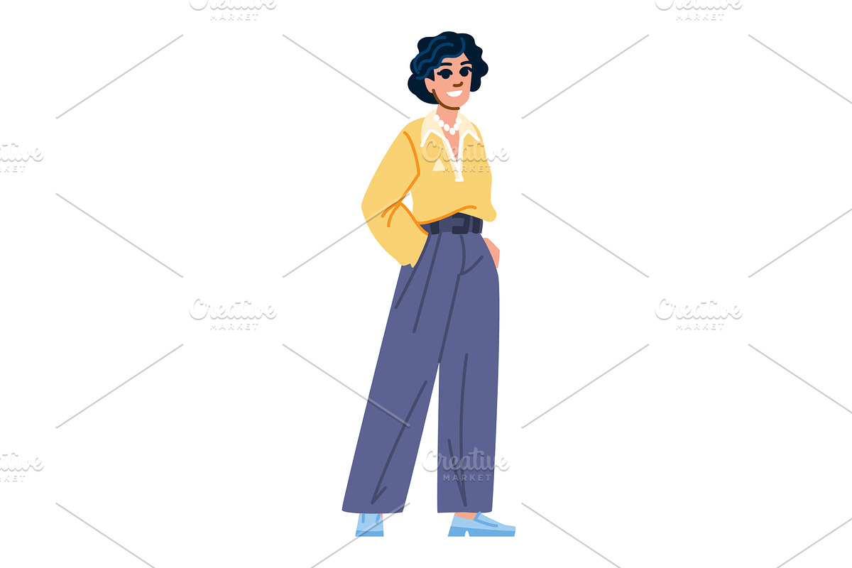 Young businesswoman wearing 70s or, a Person Illustration by pikepicture