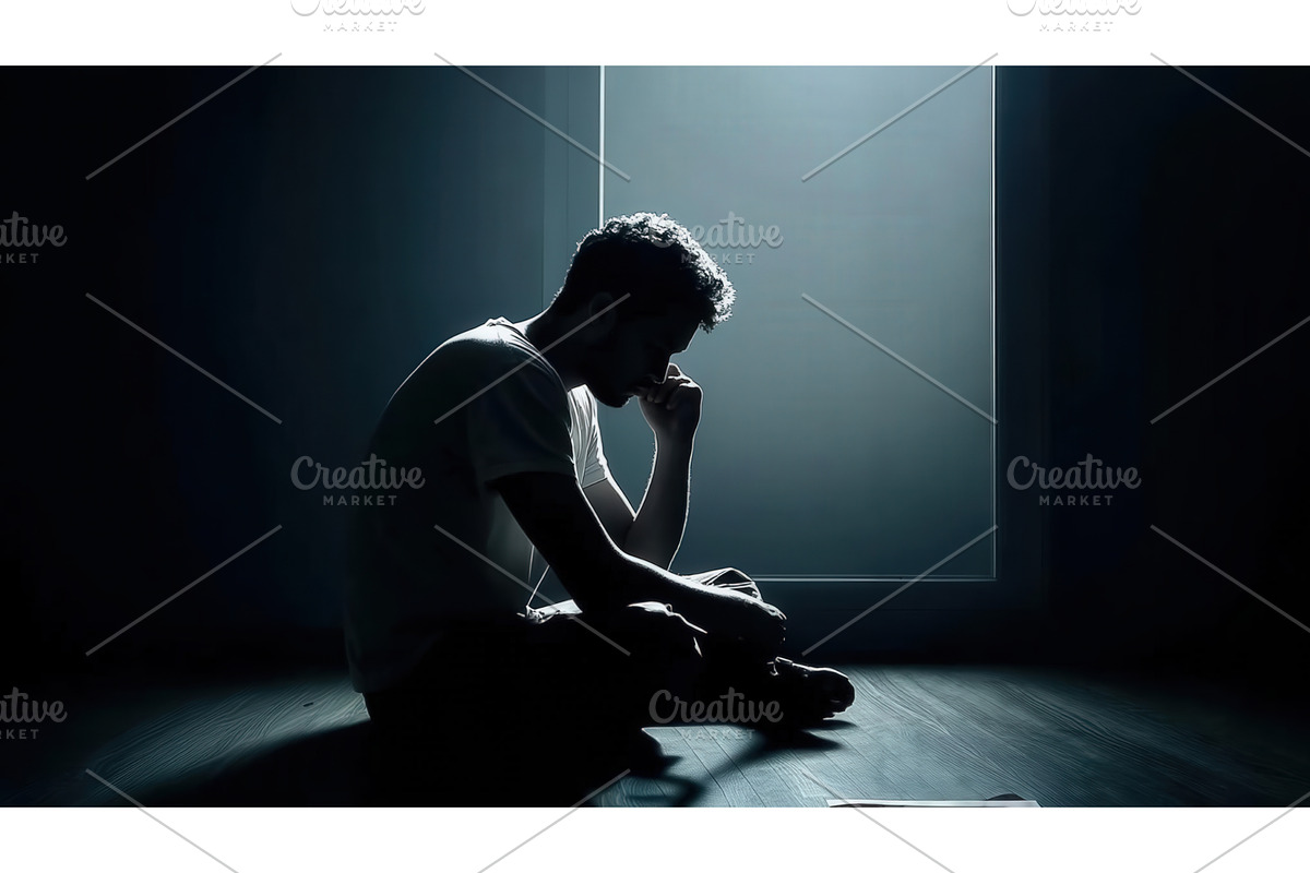 Silhouette of a man sitting on the, an Illustration by tilialucida
