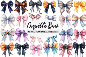 Halloween Coquette Bow Clipart, an Illustration by Daily.Designs