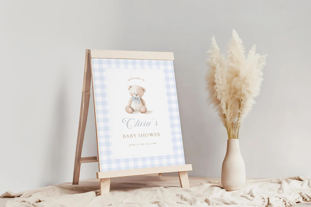 Teddy Bear Baby Shower Welcome Sign, a Flyer Template by LucaTheme (Photo 4 of 6)